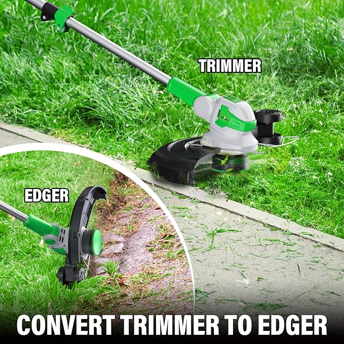 SOYUS Weed Wacker 12 Inch String Trimmer Cordless 20v Electric Weed Wacker, 2 Pcs 2.0Ah Battery Powered Weed Trimmer/Edger, Lightweight Grass Trimmer with 8 Pcs Replacement Spool Trimmer Lines-VerdiqueGarden