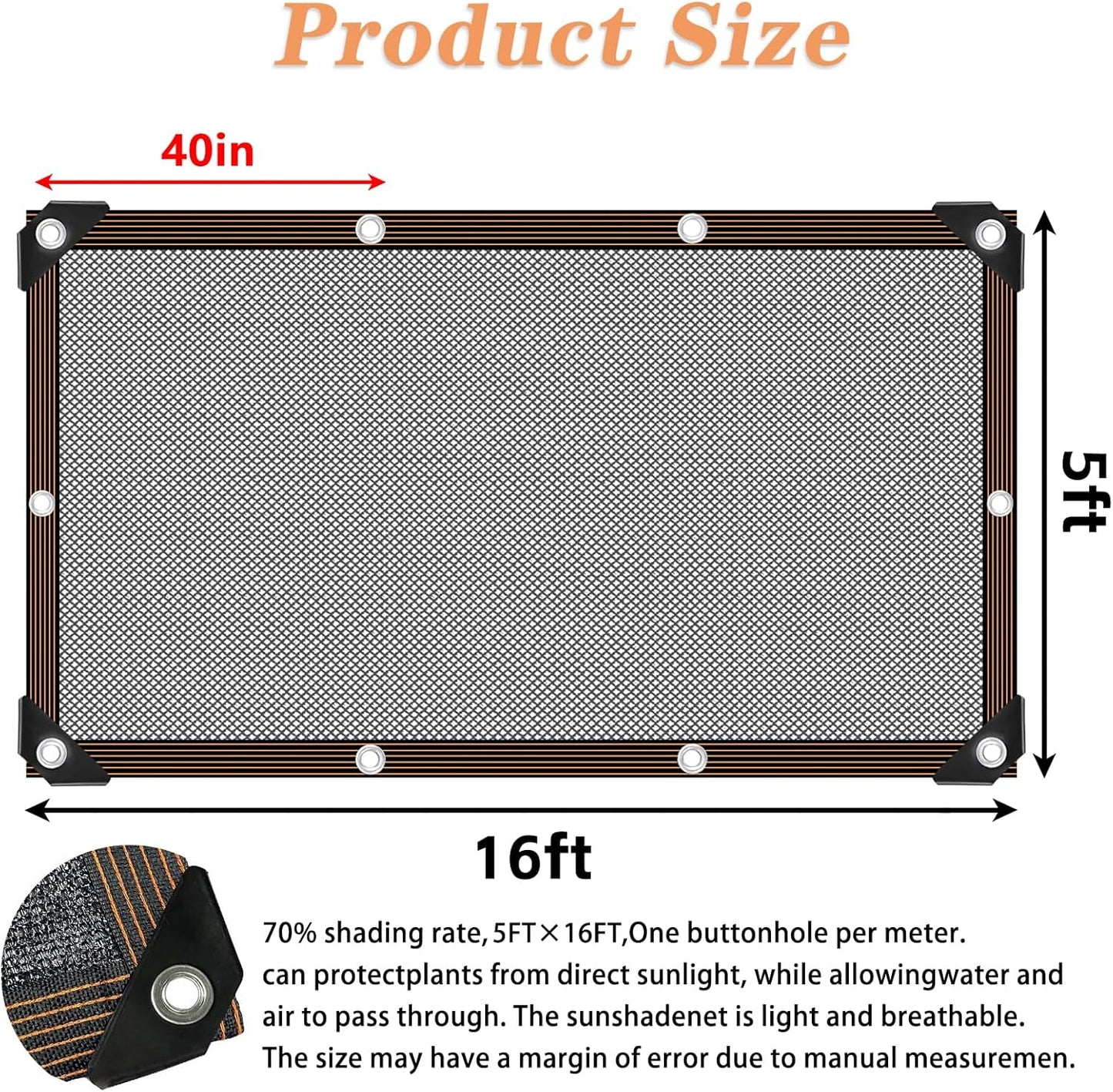 QLOFEI Shade Cloth - for Plants Greenhouse, 70% Sunblock Shade Sails -for Outdoor Garden Pergola Patio Lawn Sun Shade Cloths for Kennel Chicken Coop Easier to Hang Plant Shade Net Cover-VerdiqueGarden