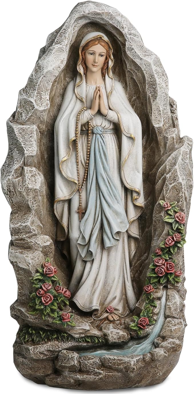 Our Lady of Lourdes Statue - 18 Inches Virgin Mary Statue Catholic Garden Decor, Our Lady of Lourdes Grotto Sculpture for Home Yard Patio Lawn Hallway Decor-VerdiqueGarden