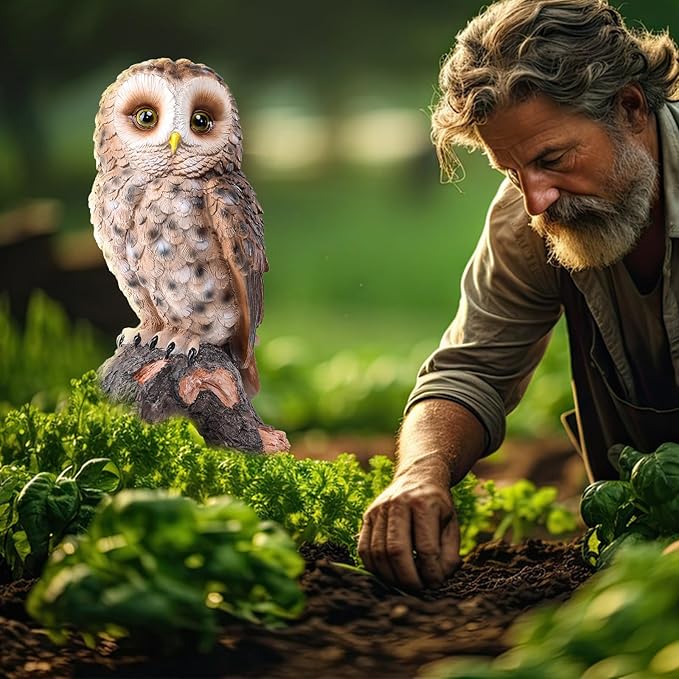 WONDER GARDEN Owl Statue Decor, Outdoor Resin Owl Figurine Owl Sculpture for Home Decor Porch Patio Lawn Yard Decorations or Housewarming Gifts-VerdiqueGarden