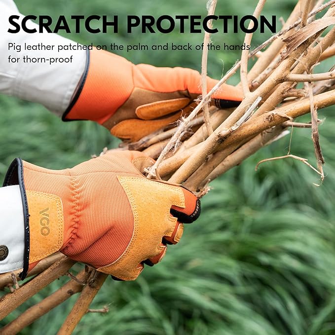 Vgo... 1-Pair Gardening Gloves Men, Safety Work Gloves, Puncture-proof, Thornproof, Touchscreen (SL7475)-VerdiqueGarden