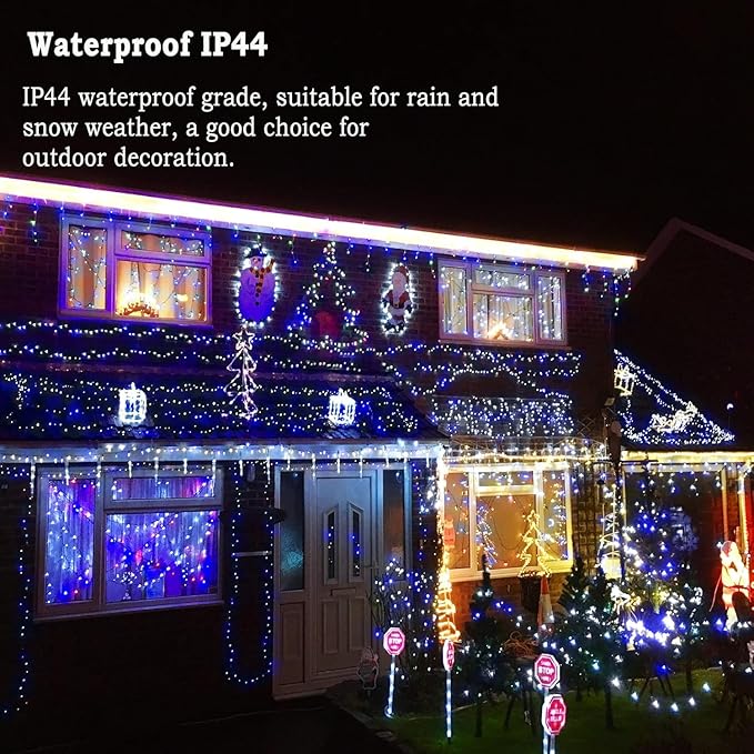 KNONEW Outdoor Christmas Lights 500 LED 197ft String Lights 8 Modes & Memory Fairy Light Plug in Waterproof LED String Lights for Xmas Yard Tree Wedding Party (Blue and White)-VerdiqueGarden