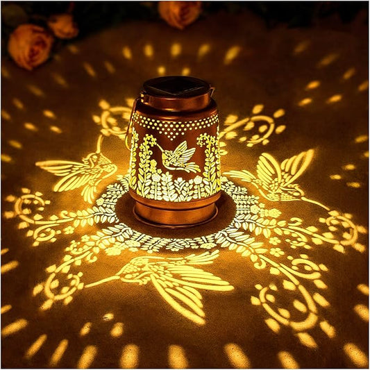 Hummingbird Solar Lanterns Outdoor Waterproof Hanging Solar Lights Hummingbird Gifts for Women Men Metal Decorative LED Hummingbird Lanterns for Garden Decor,Yard,Patio,Lawn,Tabletop,Pathway,Landscape-VerdiqueGarden