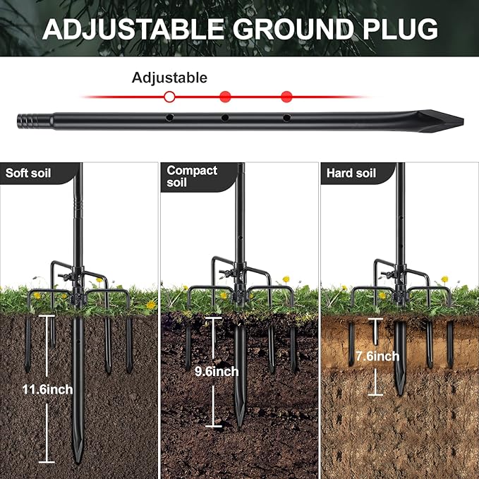 Bird Feeder Pole, 62 Inch & 5/8 Inch Diameter Stainless Steel Heavy Duty Shepherds Hooks for Outdoor to Hang Outdoor Lights with 5 Prongs Base, Rustproof for Garden Decor or Wedding Decors(Black)-VerdiqueGarden