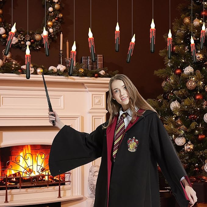 20pcs Flameless Candles with Wand, Hanging Window LED Candle, Battery Operated Warm Light Flickering Candle, Taper Candle Set for Christmas, Wedding, Birthday Party, Valentine's Day Gift-VerdiqueGarden