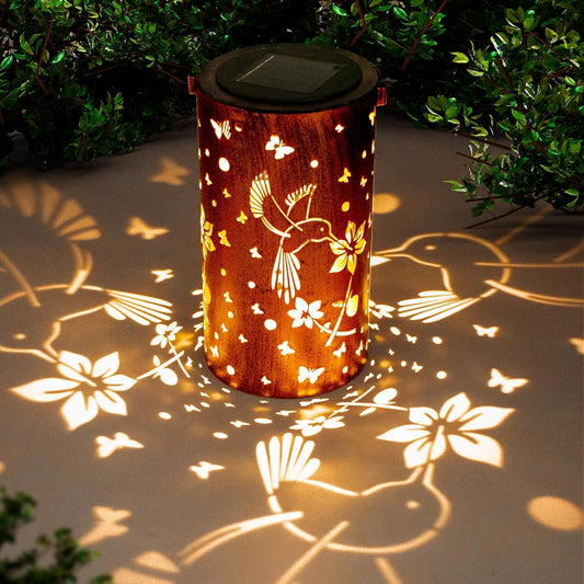 Solar Lanterns Outdoor Waterproof Hummingbirds Birthday Gifts for Women Mom Grandma Garden Decor Metal Hanging LED Decorative Light for Patio Yard Lawn Backyard Front Porch Gardening Gifts-VerdiqueGarden
