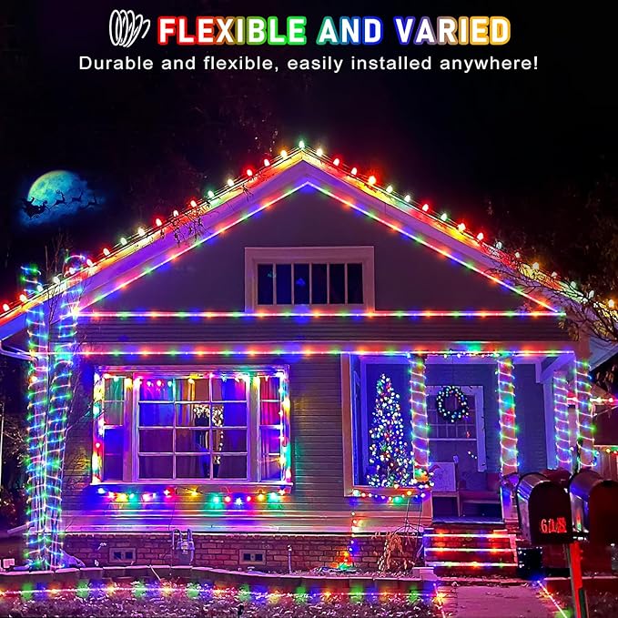 Rope Lights for Outside, 100FT 300 LED Plug in Christmas Lights Outdoor with Waterproof 8 Modes, Connectable String Light for Indoor House Patio Garden Party Easter Decorations, Multicolor-VerdiqueGarden