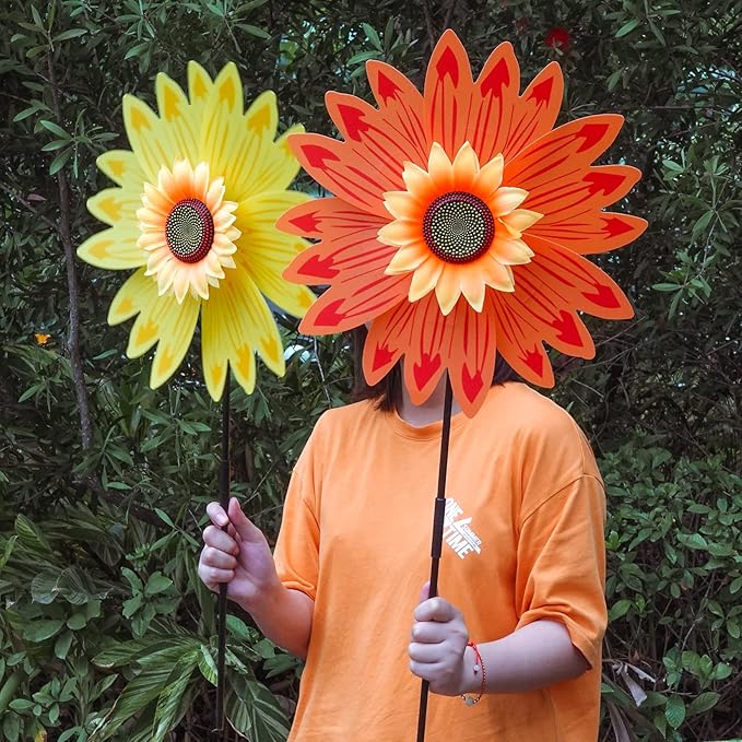 6pcs Sunflower Lawn Pinwheels Wind Spinners Large Windmill Pinwheel for Garden,Yard, Party Outdoor Decor (Sunflower Pinwheels)-VerdiqueGarden