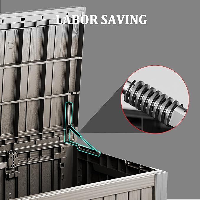 150 Gallon Lockable Resin Deck Box, Waterproof & UV-Resistant Outdoor Storage Box for Outdoor Cushion Storage, Garden Tools & Pool Accessories Storage, Gray-VerdiqueGarden