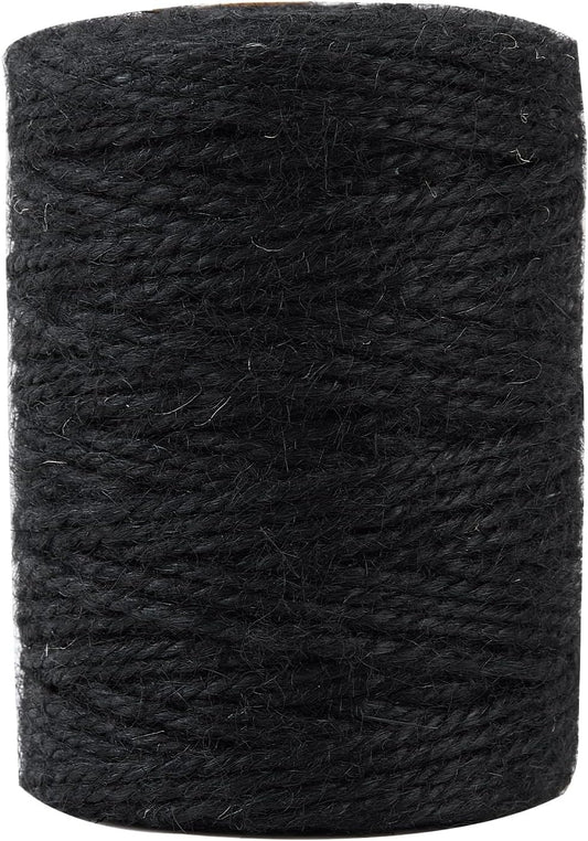 328 Feet 3mm Thick Black Natural Jute Twine, Garden Twine Heavy Duty Industrial Packing Materials String Wrapping, Arts, and Crafts, Halloween Wrapping, Gardening Applications-VerdiqueGarden