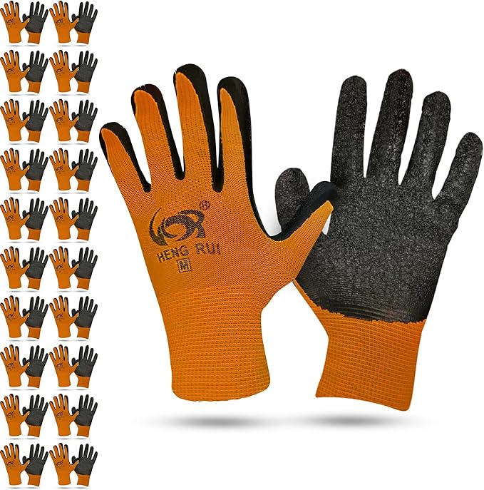 10 OR 20 Pairs Work Gloves–Heavy Duty Rubber Coated Safety Work Gloves–Multipurpose Gloves-VerdiqueGarden