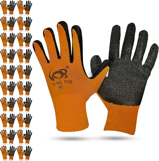 10 OR 20 Pairs Work Gloves–Heavy Duty Rubber Coated Safety Work Gloves–Multipurpose Gloves-VerdiqueGarden