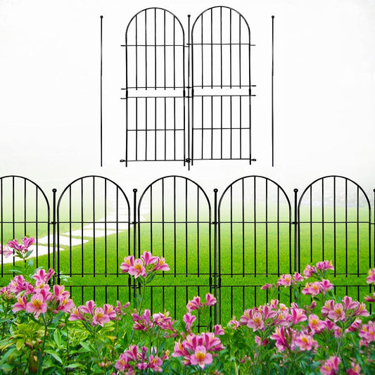 Decorative Garden Fence 31in (H) x10ft (L), 10 Pack No Dig Fence Animal Barrier for Dog, Arched Flower Bed Edging, Wire Border Panel Fencing for Yard Patio Outdoor Decor-VerdiqueGarden