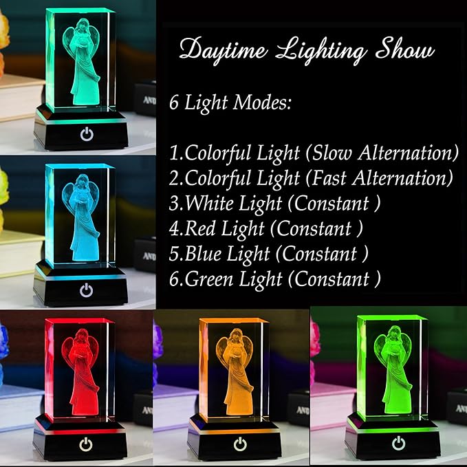 Qianwei 3D Crystal Guardian Angel Figurines Gifts for Women - Angel Red Cardinal Gifts Statue Stuff Paperweight Sympathy Christian Gifts for Best Friend Keepsake Paperweight-VerdiqueGarden