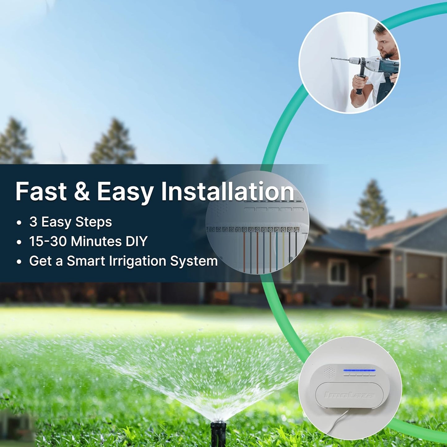 ImoLaza 6-Zone Indoor Smart WiFi Sprinkler System Controller, Easy Install Irrigation Timer for Lawn & Garden, Water-Saving Automatic Sprinkler Timer/Controller with Mobile App, Compatible with Alexa-VerdiqueGarden