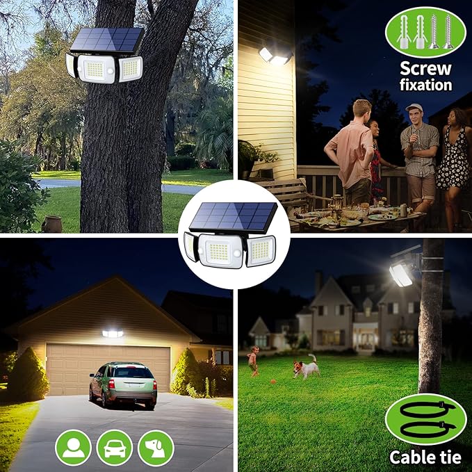 intelamp Solar Outdoor Lights,6000mAh Motion Sensor with Dual Sensors,Waterproof Solar Flood Lights 270°Wide Angle for Outside with 3 Modes-VerdiqueGarden