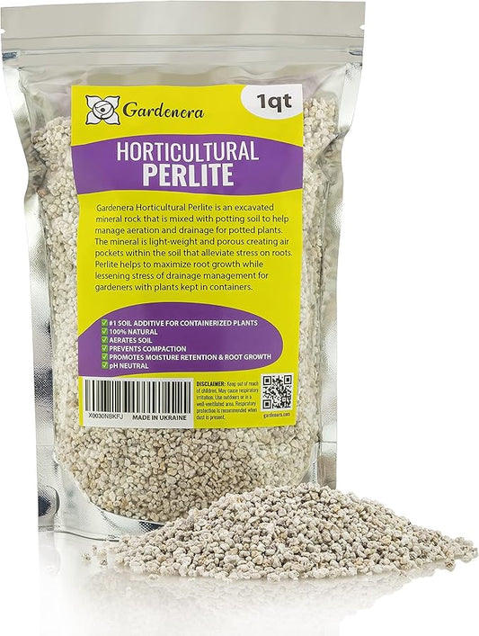 Organic Perlite - Medium/Fine Grade (1 Quart Bag) Horticultural Soil Amendment for Indoor & Outdoor Container Plants for Drainage Management and Enhanced Growth-VerdiqueGarden
