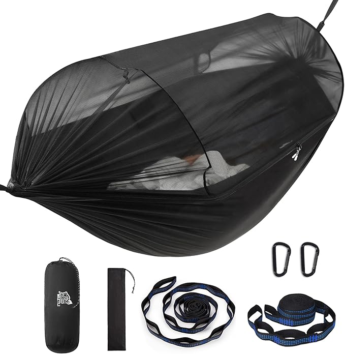 Miztli Camping Hammock -Portable Hammock w/Spacious Net & Tree Straps w/Adjustable Loops, Double and Single Hammock for Outdoor, Indoor, Hiking and Travel-VerdiqueGarden