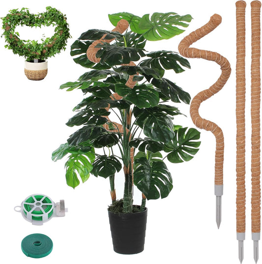 3 Pack Moss Pole, 50 Inch Monstera Plant Support, Tall Moss Poles for Climbing Plants Indoor DIY, Coco Coir Plant Pole Moss Plant Stick Support Stake Kit for Potted Plants, Pothos, Philodendron-VerdiqueGarden