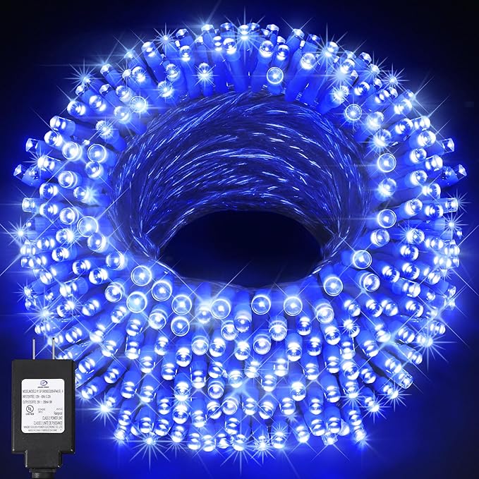 KNONEW 197FT 500 LED Christmas Lights Outdoor String Lights 8 Modes & Memory Fairy Light Plug in Waterproof LED String Lights for Xmas Yard Tree Wedding Party Holiday Decorations (Blue)-VerdiqueGarden