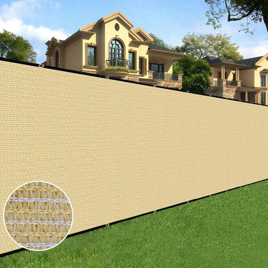 Sunnyglade 5 feet x 50 feet Privacy Screen Fence Heavy Duty Fencing Mesh Shade Net Cover for Wall Garden Yard Backyard (5 ft X 50 ft, Sand)-VerdiqueGarden