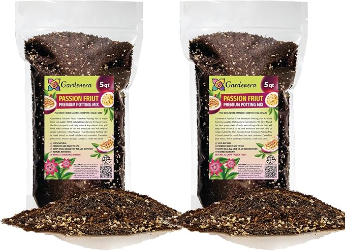Premium Passion Fruit Potting Soil Mix - Perfect Balance of Nutrients, Drainage, and Aeration for Thriving Passion Fruit Vines - 10 Quart-VerdiqueGarden