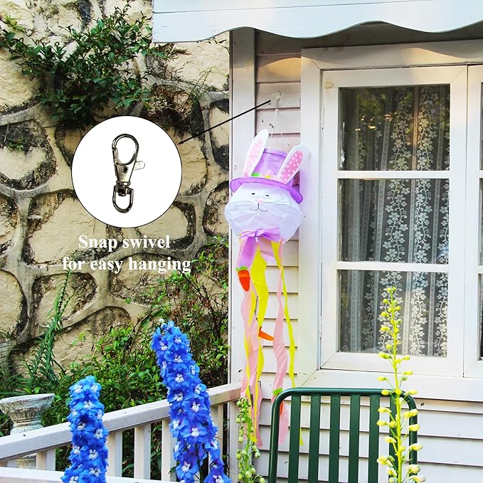 Easter Windsock Bunny Wind Socks Enduring Wind Socks for Outdoor Hanging Yard and Party Winter Festival Garden Décor 44.9 Inch-VerdiqueGarden