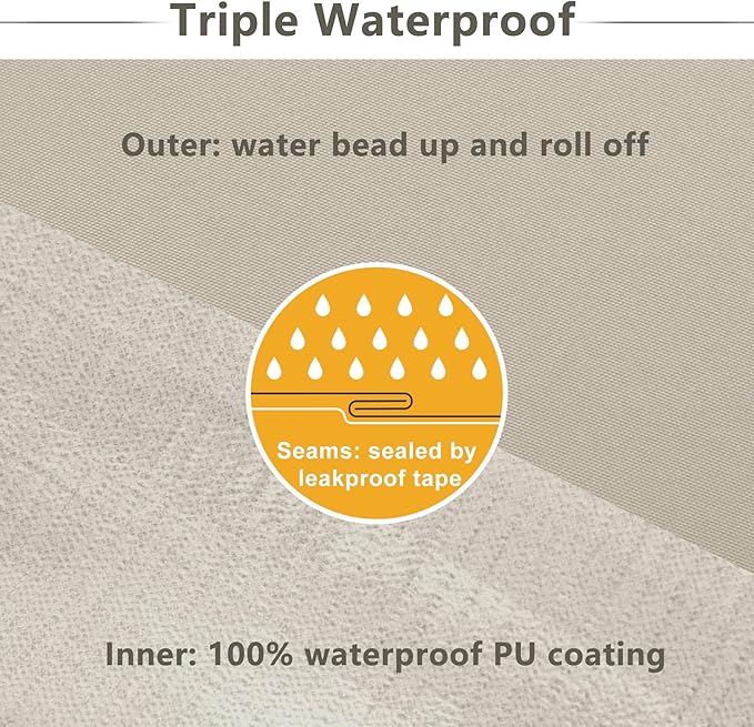 Favoyard Patio Chair Cushions 19 x 19 x 3 Inch Waterproof Outdoor Seat Cushions for Patio Furniture 3-Year Color Fastness Garden Sofa Couch Chair Pads with Handle & Adjustable Straps Set of 2, Beige-VerdiqueGarden