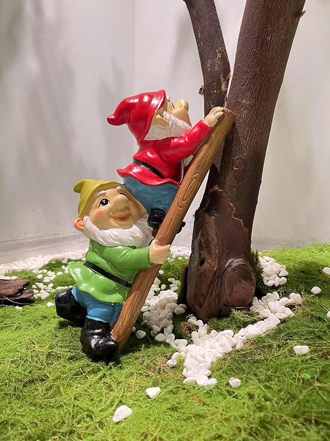 10.5'' Funny Garden Gnomes Statues, Weather-Proof Large Resin Outdoor Decor Garden Sculptures Cute Yard Decorations,Ideal Ornament for Outside Pond Pool Patio Front Porch Backyard-VerdiqueGarden