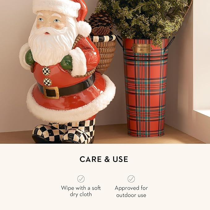 MACKENZIE-CHILDS Galvanized Flower Buckets, Decorative Metal Buckets, Tartastic, Set of 3-VerdiqueGarden