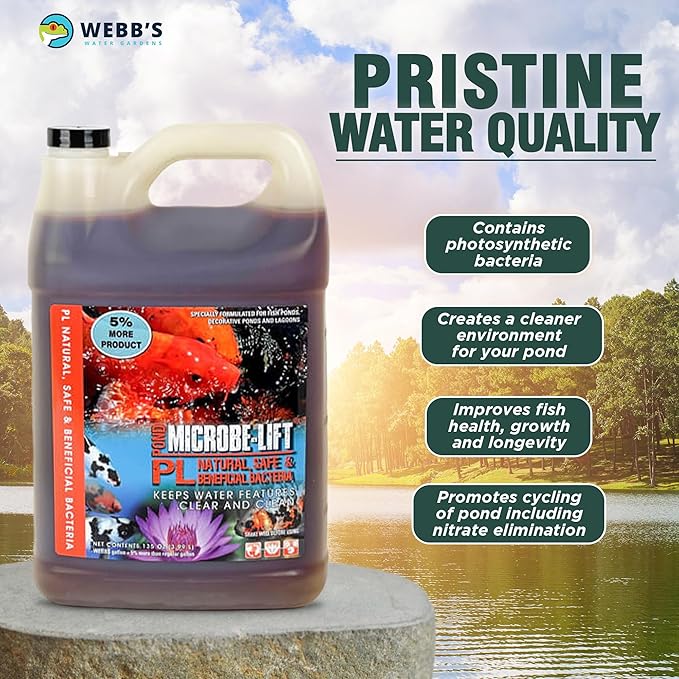 Webb's Water Gardens Microbe-Lift PL Beneficial Bacteria for Ponds and Water Features - Ideal for Wildlife and Aquatic Pets, 1.05 gallons-VerdiqueGarden