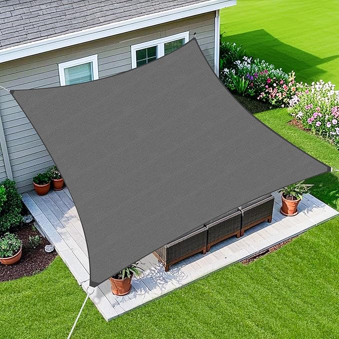 Amagenix Sun Shade Sail 8'X16'Curved Edge Outdoor Shade Canopy Dark Grey Breathable 95% UV Block Shade Cloth for Patio Garden Backyard (We Make Custom Size)-VerdiqueGarden