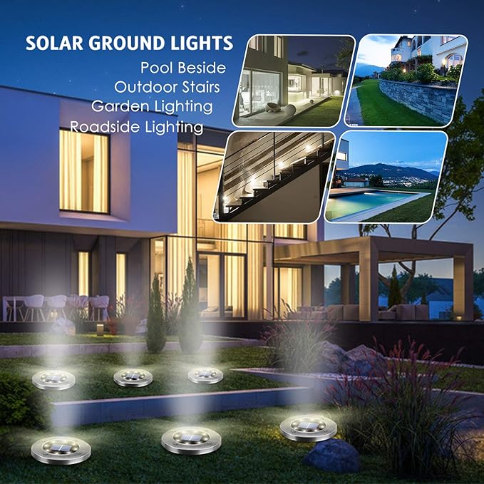 Solar Lights Outdoor,12 Pack Solar Lights Outdoor Waterproof,Solar Garden Lights Landscape Lighting for Outside Patio Pathway Yard Lawn Driveway Deck Step Walkway(White Light)-VerdiqueGarden