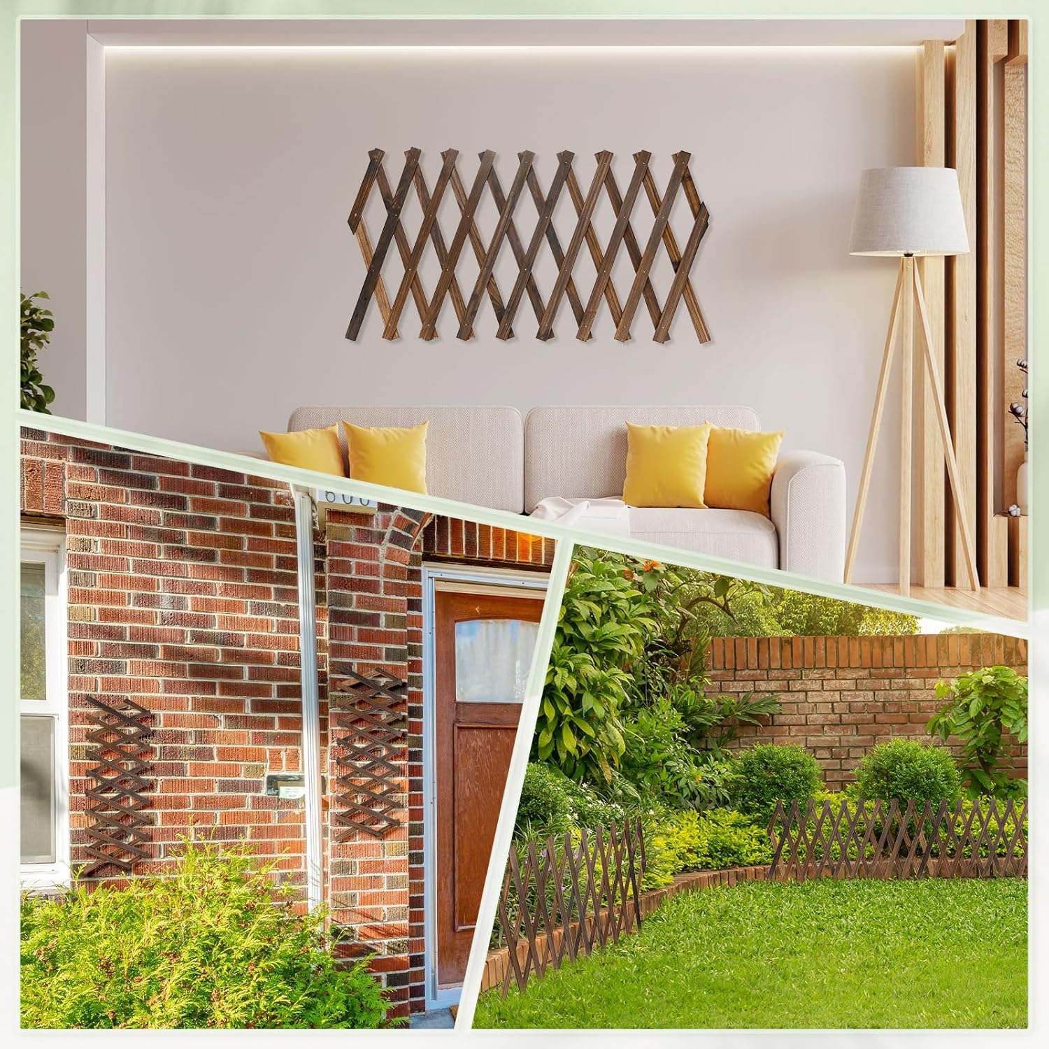 1-Pack Expandable Willow Trellis, 12" x 75" Wooden Lattice Panels Wall Fence for Outdoor Yard Climbing Plants Vine Balcony Patio Decor, Expandable Plant Support Trellis-VerdiqueGarden