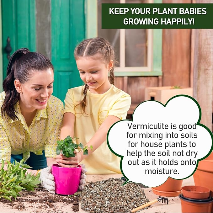 10QT Horticultural Vermiculite Bulk, Organic Vermiculite for Plants, Course Grade Vermiculite for Gardening, for houseplants, for Mushrooms, to Maintain Soil Moisture and Plant Growth(5-8mm)-VerdiqueGarden