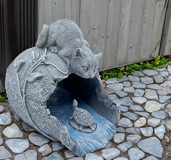 Teaeeno Cat Statues Decor Gutter Downspout Extension Decorative, Animal Statue Outdoor Decor, 3"×4" Rain Gutter Downspout Splash Block, Garden Splash Block Outdoor Sculpture, Rain Downspout Diverter-VerdiqueGarden