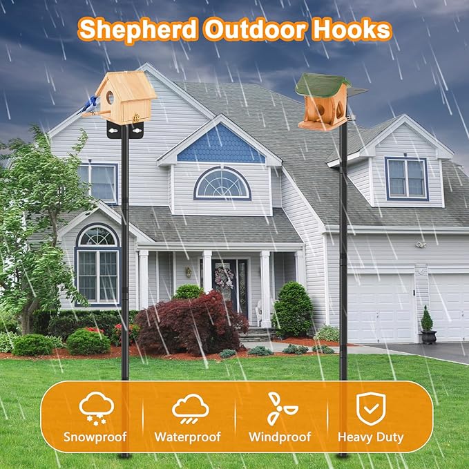 2 Pack 80 Inch Adjustable Bird Feeder Pole,Bird House Pole Suitable for Feeders & Birdhouse,Weather Station,Heavy-Duty Rustproof Design,Enhance Outdoor Decor & Birdwatching Experience-VerdiqueGarden