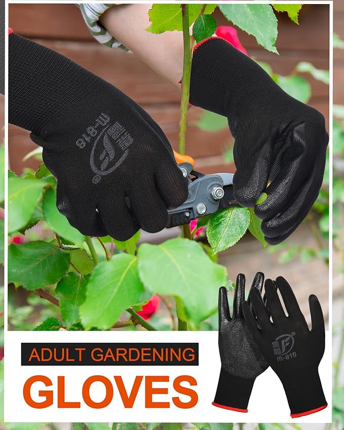 Nuogo 48 Pairs Gardening Gloves for Men Women Rubber Coated Safety Work Gloves Bulk for Gardening Construction Work-VerdiqueGarden