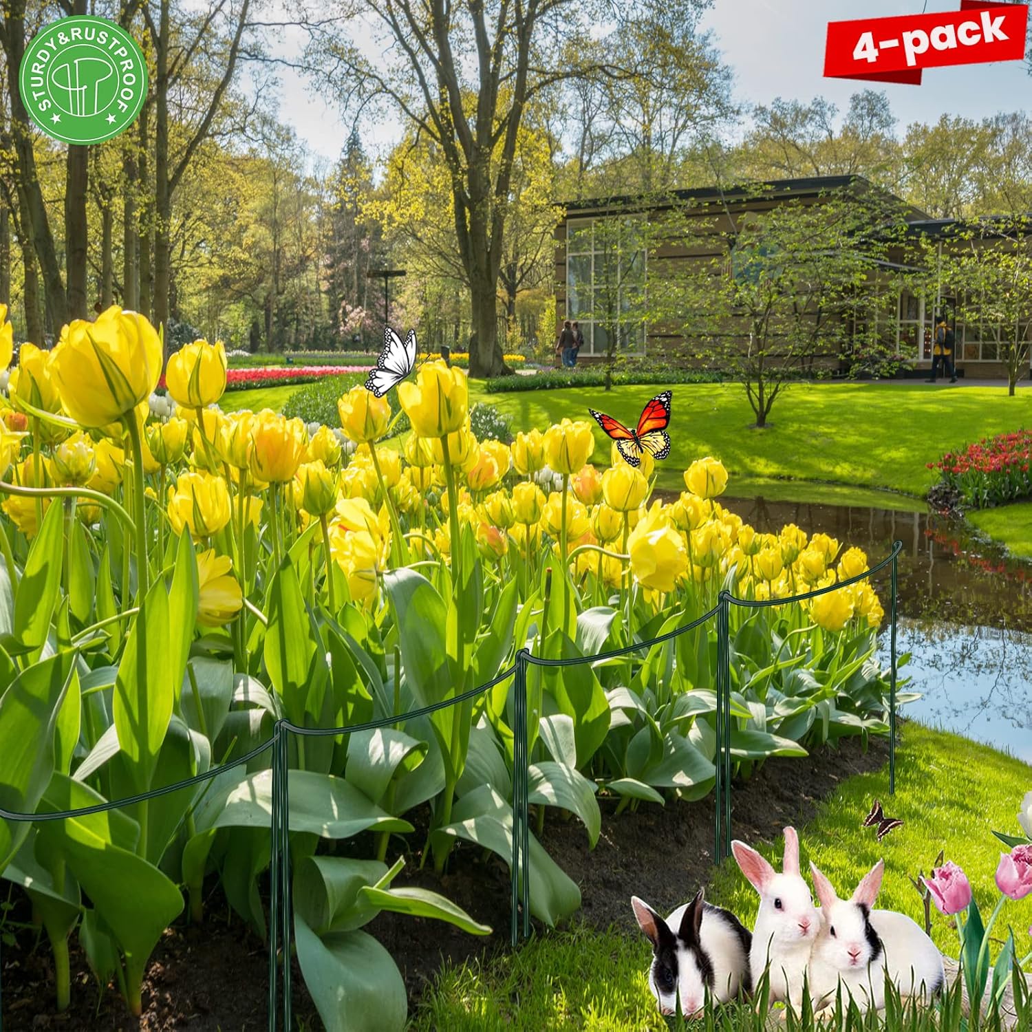 4 Pack Snake Plant Support Stakes, Peony Cages and Supports, Heavy-Duty Plant Stabilizer Support, Hydrangea Support Cage, Dahlia Support Ring, Plant Support Stake for Indoor and Outdoor Potted Plants-VerdiqueGarden