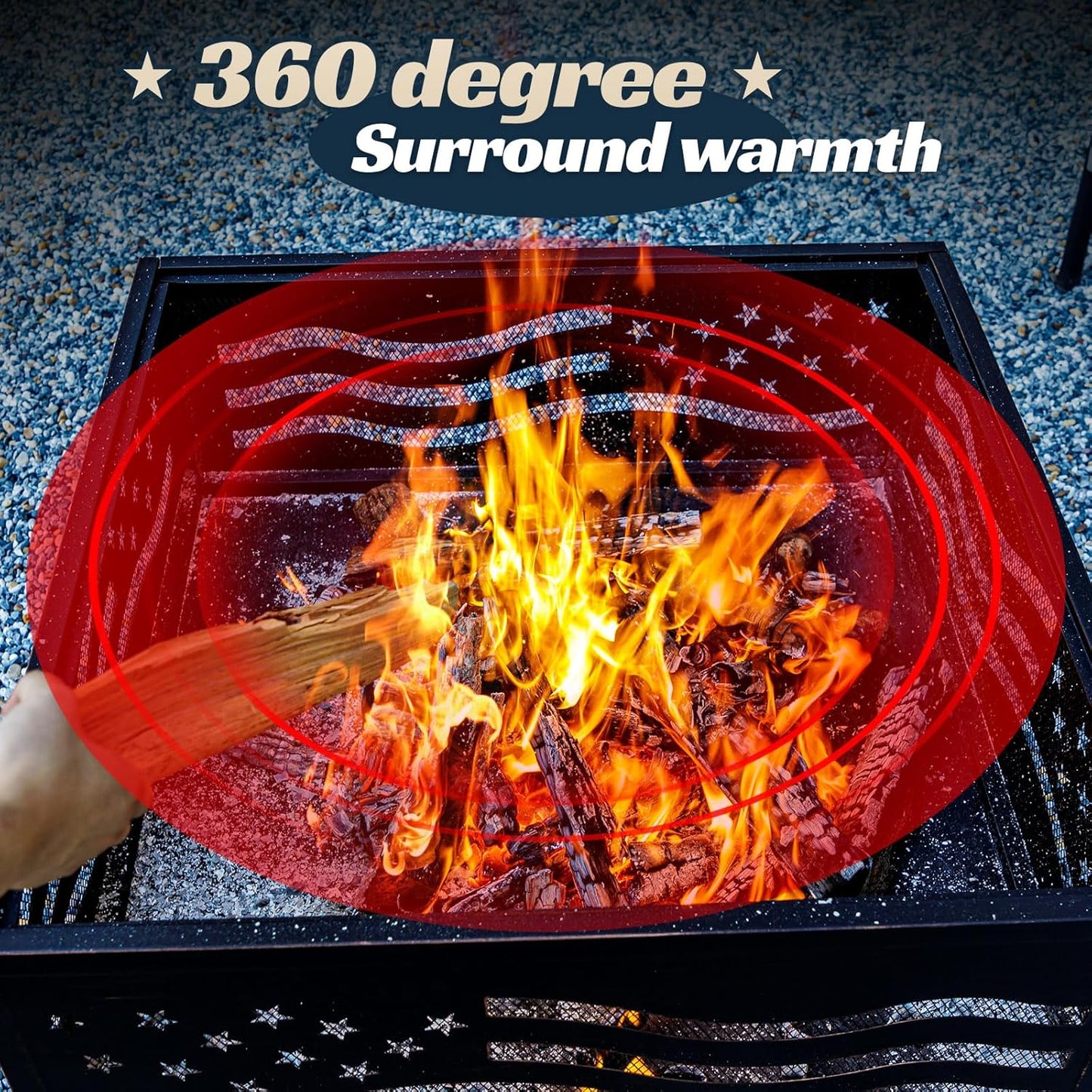 32Inch Square-Shaped Fire Pit,Outdoor Fire Pits with Spark Screen&Poker,Metal Square Wood Burning Firepits for Outside,Backyard,Bonfire,Patio,Party,Garden,Picnic and Camping(Antique Bronze)-VerdiqueGarden