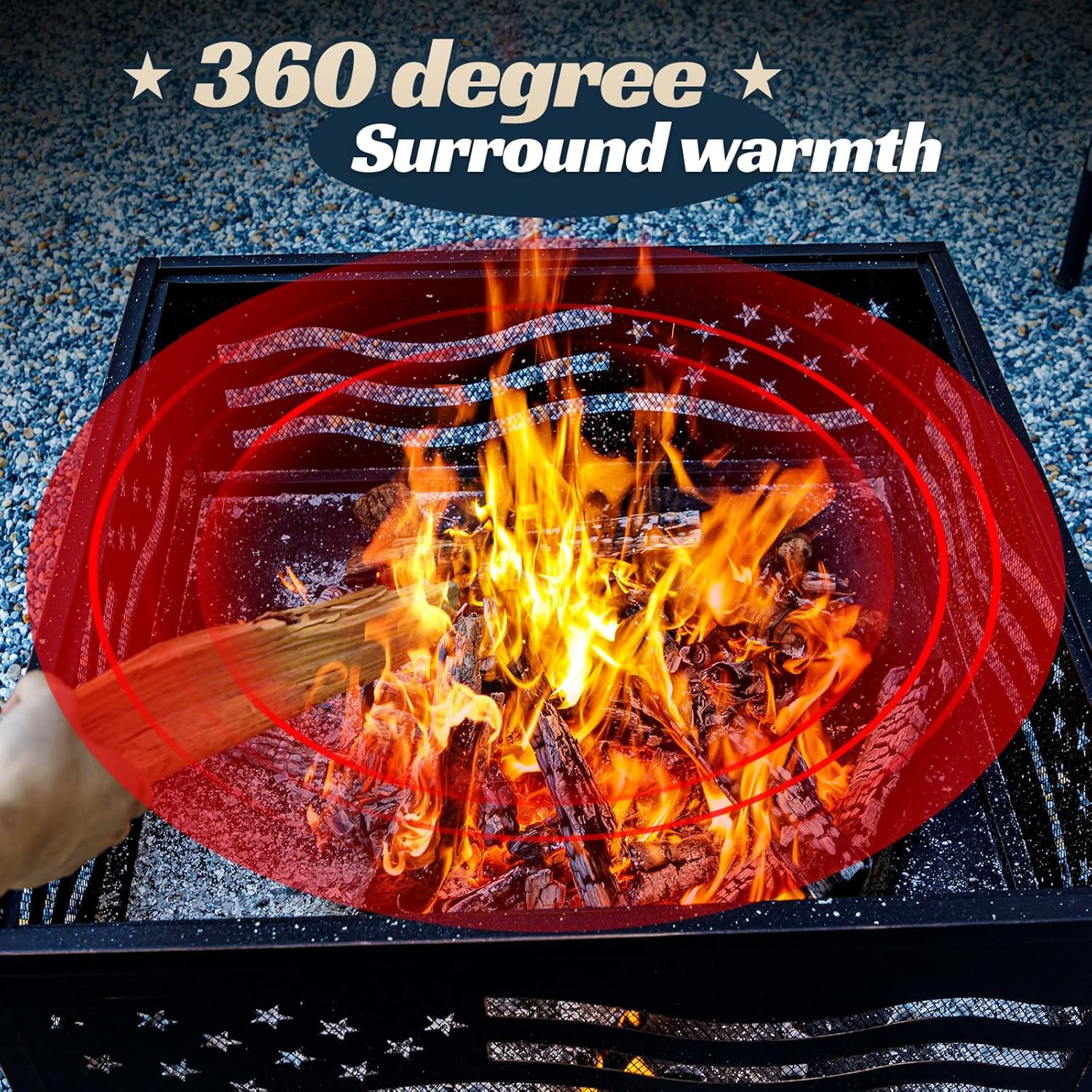 32Inch Square-Shaped Fire Pit,Outdoor Fire Pits with Spark Screen&Poker,Metal Square Wood Burning Firepits for Outside,Backyard,Bonfire,Patio,Party,Garden,Picnic and Camping(Antique Bronze)-VerdiqueGarden