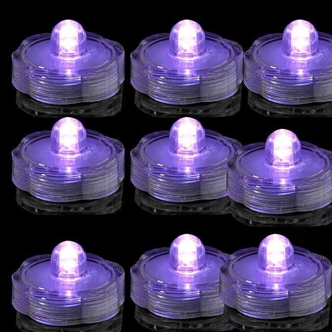 Bright LED Floral Tea Light Vase Submersible Lights for Party Wedding (Purple, 20 Pack)-VerdiqueGarden