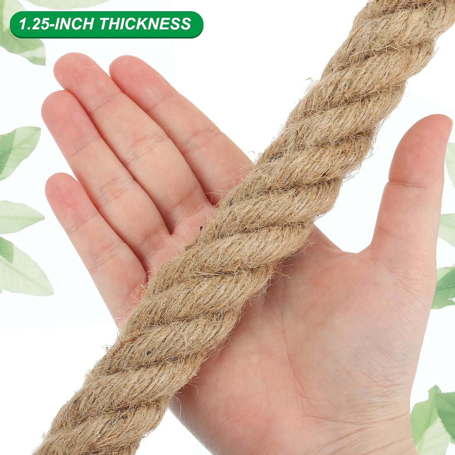 PATIKIL 1-1/4" x 25 Ft Twisted Manila Rope Jute Rope Natural Thick Jute Rope Twine Burlap Rope for Docks Railings Bundling Craft Tug of War Decorating-VerdiqueGarden