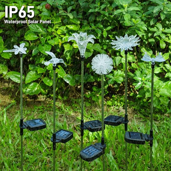 Solar Garden Lights Outdoor - 6 Pack LED Figurine Stake Lights, Color Changing Landscape Lighting, Halloween Decorative Flower Lights Solar Powered Waterproof for Patio Yard Pathway, Housewarming Gift-VerdiqueGarden