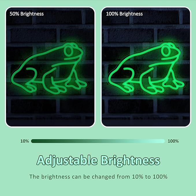 Lampeez Frog Neon Sign, Frog Lamp Wall Decor, Dimmable LED Neon Art Signs USB Powered, for Man Cave, Home, Patio, Garden, Bars, Stores, Clubs, Ideal Gift for Friends, Family and Kids-VerdiqueGarden