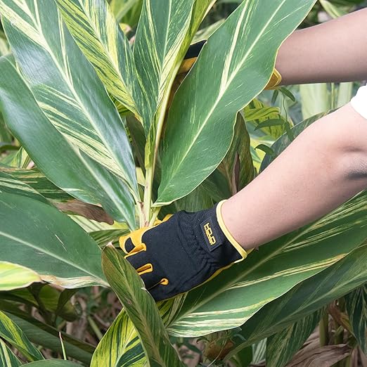 HLDD HANDLANDY Garden Gloves Men, Leather Work Gloves for Men & Women, Cowhide Gardening Gloves Utility Work Gloves for Mechanics, Construction, Driver (S, Yellow)-VerdiqueGarden