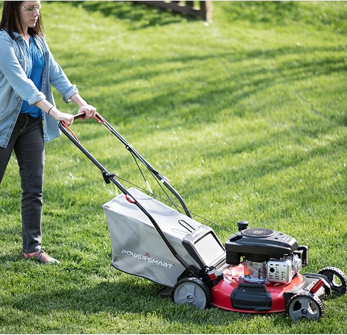 PowerSmart Gas Lawn Mower 21-Inch 144cc OHV Engine 3-in-1 Push Mower with Bagging-VerdiqueGarden