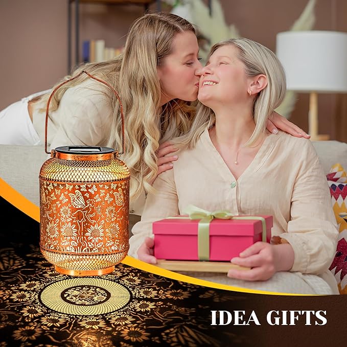 Hummingbird Solar Lantern Outdoor Waterproof Garden Decor, Christmas Gifts for Women, Mom, Metal Hanging Sunflower Solar Lights Outdoor Decoration for Yard, Patio, Tabletop, Pathway-VerdiqueGarden