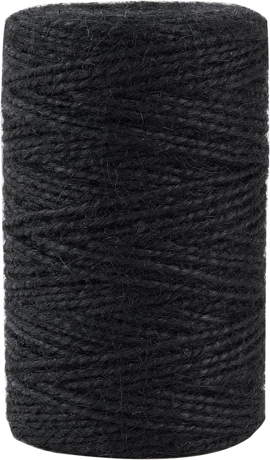 328 Feet 2mm Thick Black Natural Jute Twine, Garden Twine Heavy Duty Industrial Packing Materials String Wrapping, Arts, and Crafts, Halloween Wrapping, Gardening Applications-VerdiqueGarden