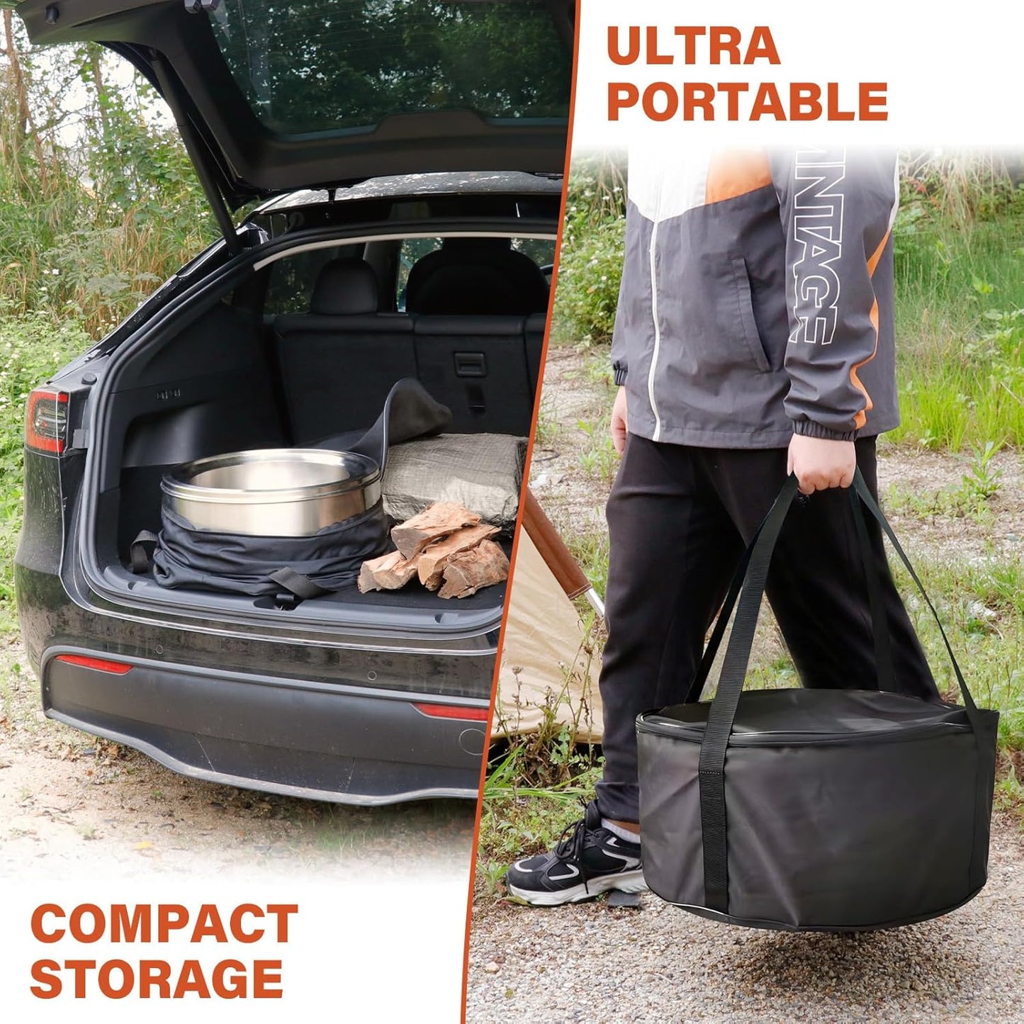 HGD 20 inch Smokeless Firepit Outdoor, Portable Smokeless Fire Pit for Camping with Travel Bag, Stainless Steel Wood Burning Stove for Backyard & Patio, Easy Setup & Compact Storage-VerdiqueGarden